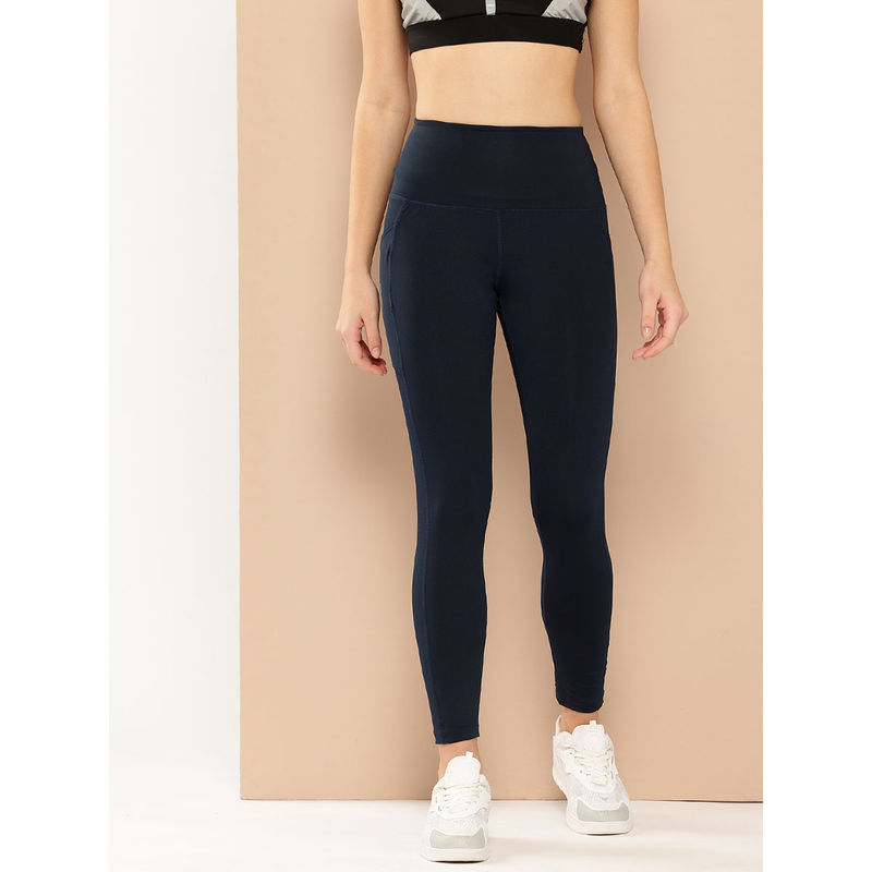 Alcis Women Navy Blue Solid Ankle Length Tights (XL)