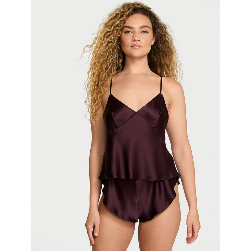 Victoria's Secret Purple Satin Open-Back Top and Shorts (XS)
