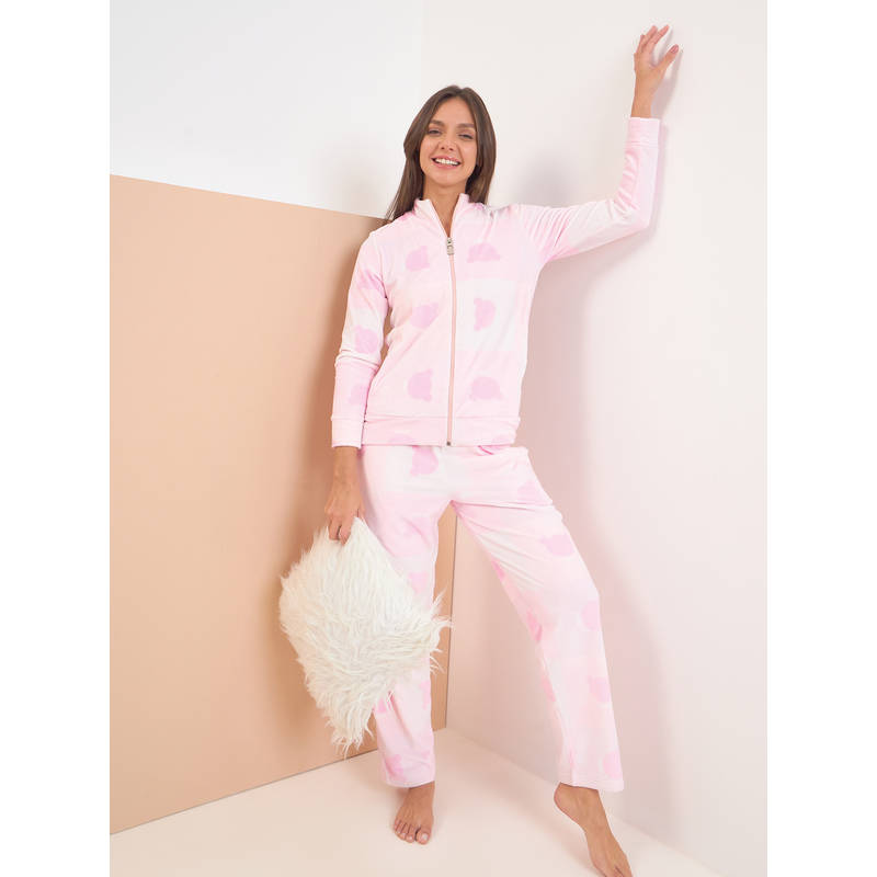 Sweet Dreams Printed Pink Sweatshirt & Pyjama (M)