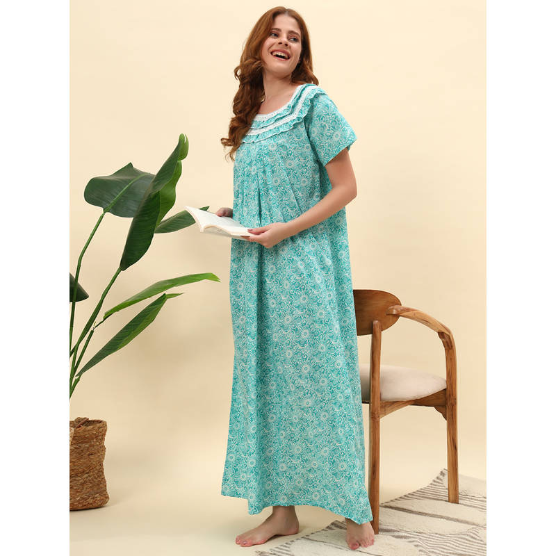 SEPHANI Green Floral Nightgown (L)