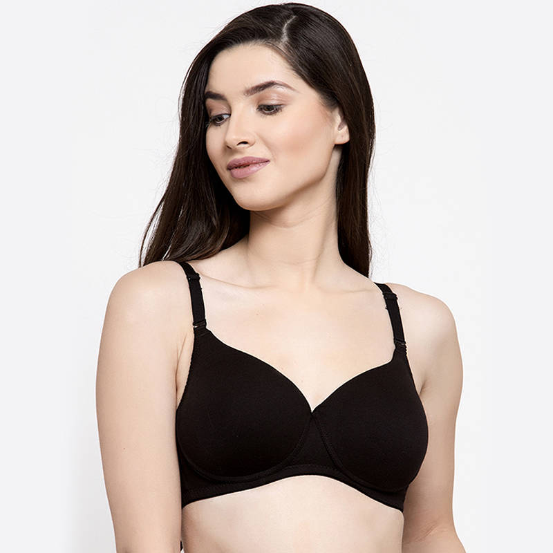 Groversons paris beauty Soft Padded Wire Free Seamless T-Shirt Bra-Black (40B)
