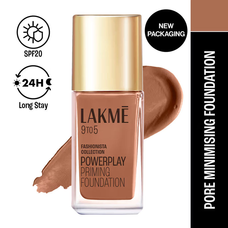 Lakme 9 To 5 Powerplay Priming Liquid Foundation, Built-In Primer SPF 25 Cool Cocoa