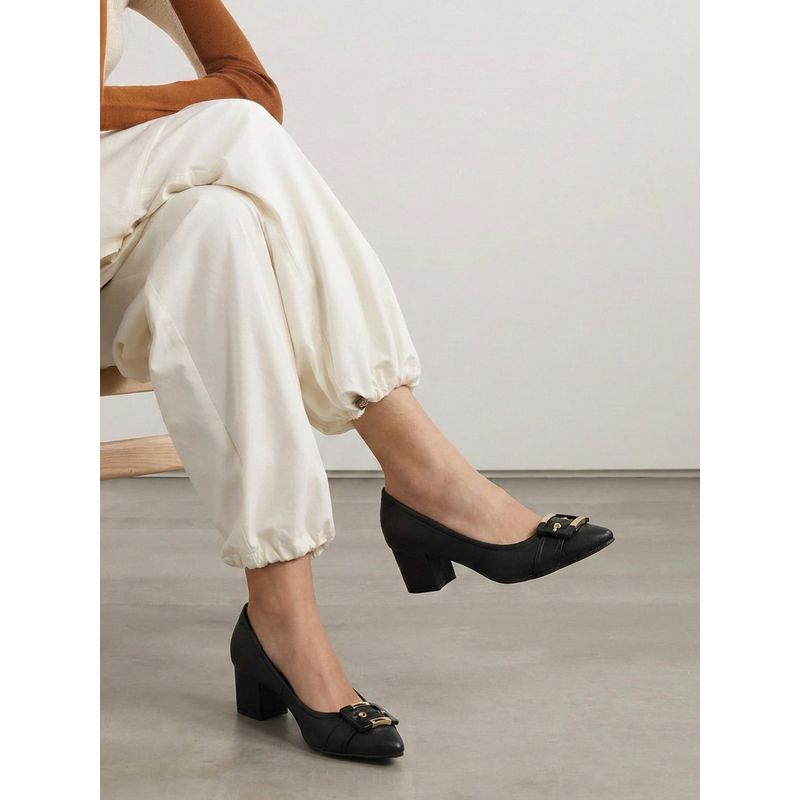 MODARE Women Black Pointed Toe Pumps (EURO 37)