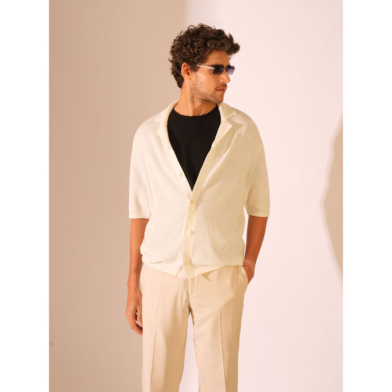 Men's White Checked Relaxed Fit Shirt