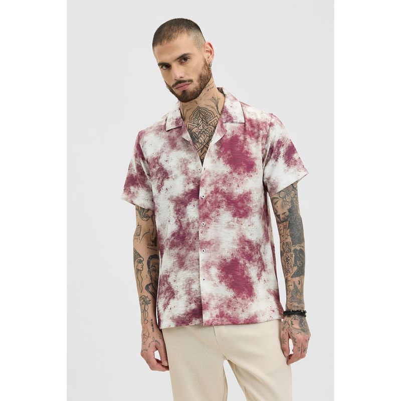 Snitch Magenta Printed Half Sleeves Boxy Casual Shirt for Men (2XL)