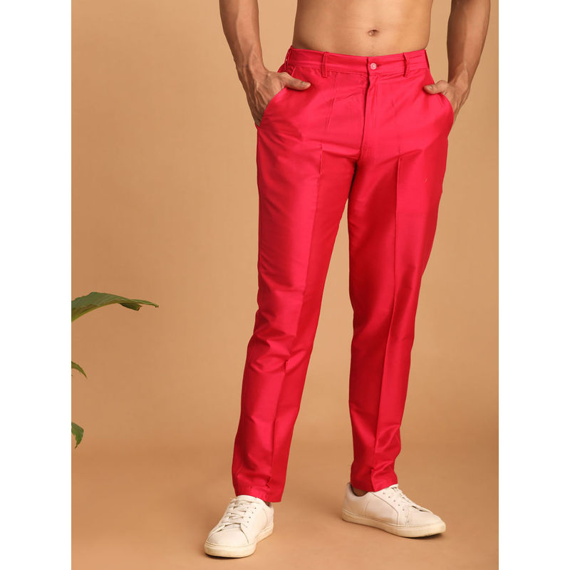 Vastramay Men's Pink Viscose Pant Style Chudidar (S)