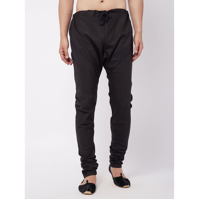 Vastramay Men's Black Cotton Blend Chudidar (XL)