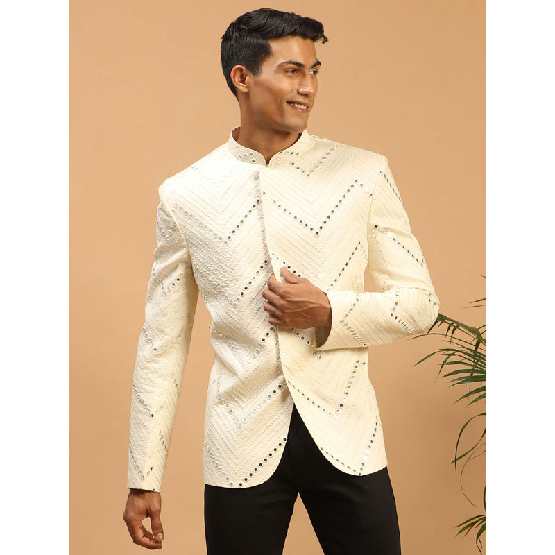 Vastramay Men's Cream Viscose Jodhpuri (S)
