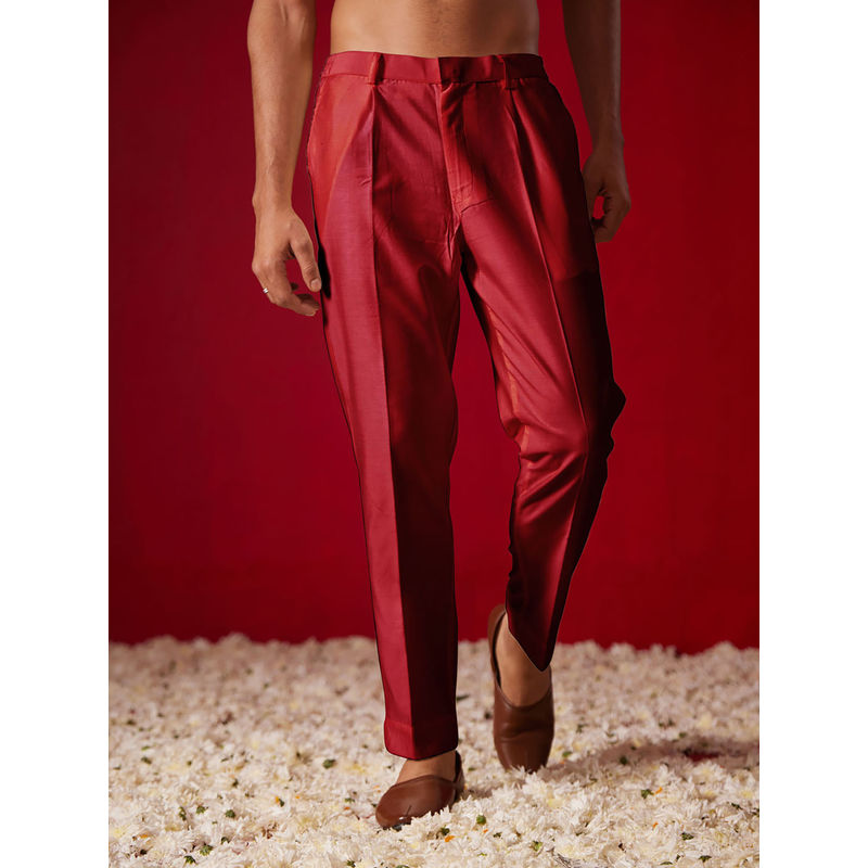 Vastramay Men's Maroon Viscose Pant Style Pyjama (M)