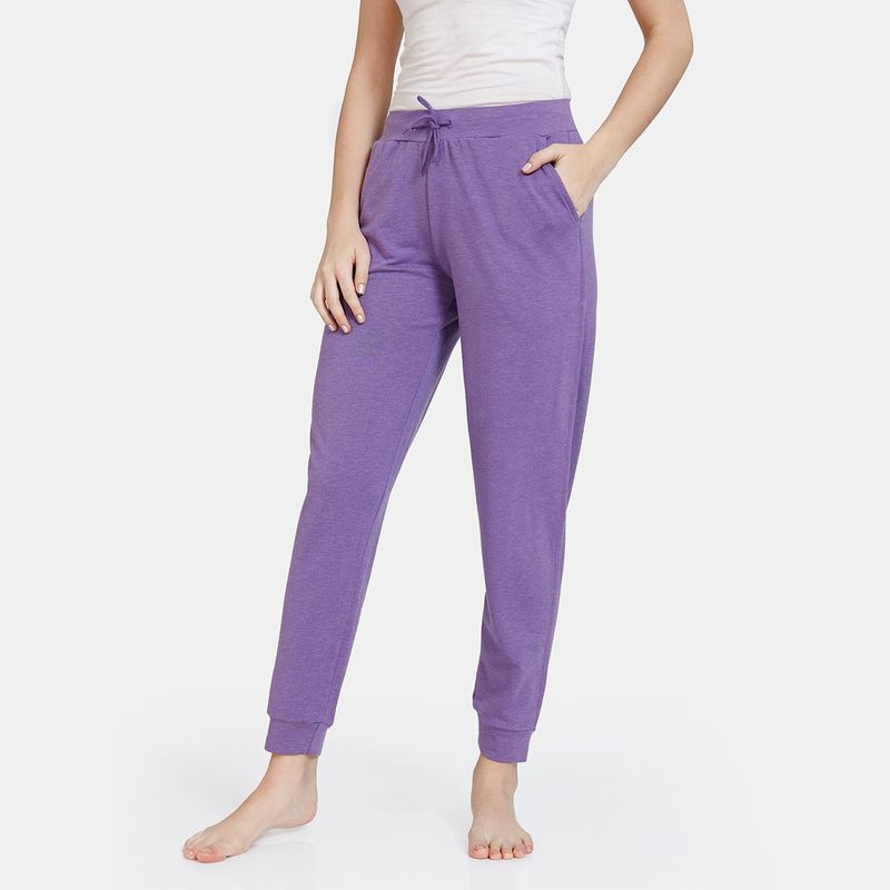 Zivame Lounge Knit Poly Lounge Pants - Sweet Lavender Lavender (M)
