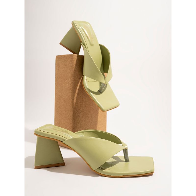 Shoetopia Women Green Solid Heels (EURO 36)