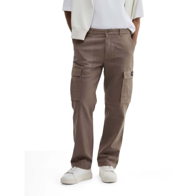 The Indian Garage Co Men Relaxed Fit Solid Mid-Rise Brown Cargo (32)