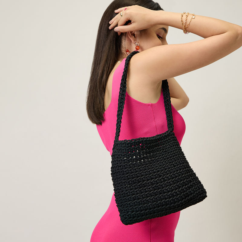 Buy MIXT by Nykaa Fashion Orange Hand Knitted Shoulder Bag Online
