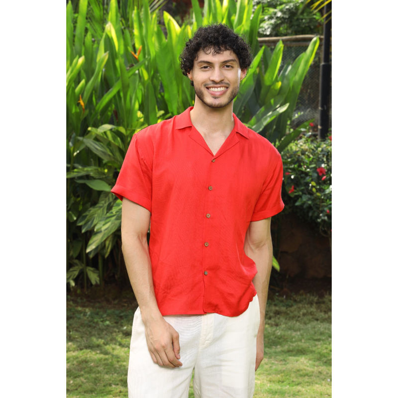 roar for good Cherry Hemp Cuban Collar Shirt Bold Comfy and Effortlessly Cool (S)