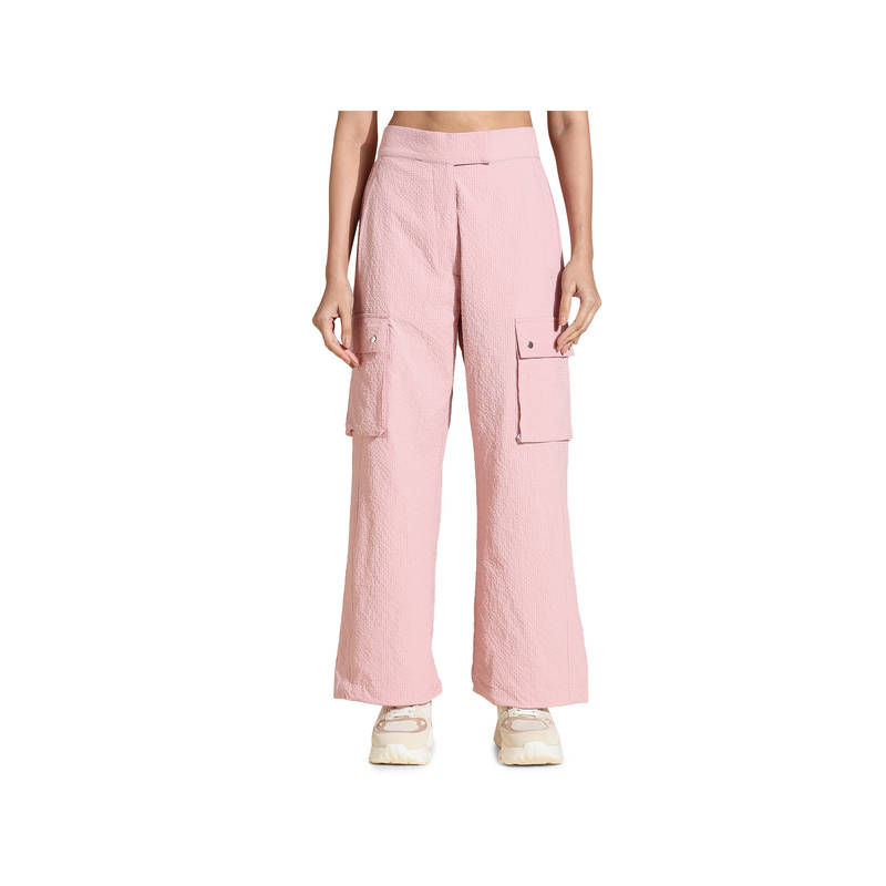 Silvertraq Ballet Pink Polyester Textured Trackpant (S)