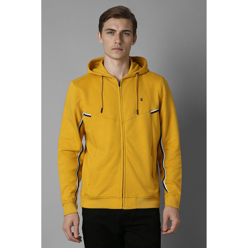 Louis Philippe Men Yellow Regular Fit Solid Full Sleeves Sweatshirt (L)