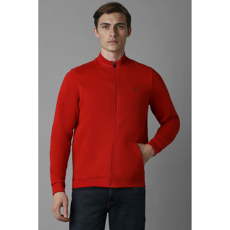 Louis Philippe Men Red Regular Fit Solid Full Sleeves Jacket (2XL)