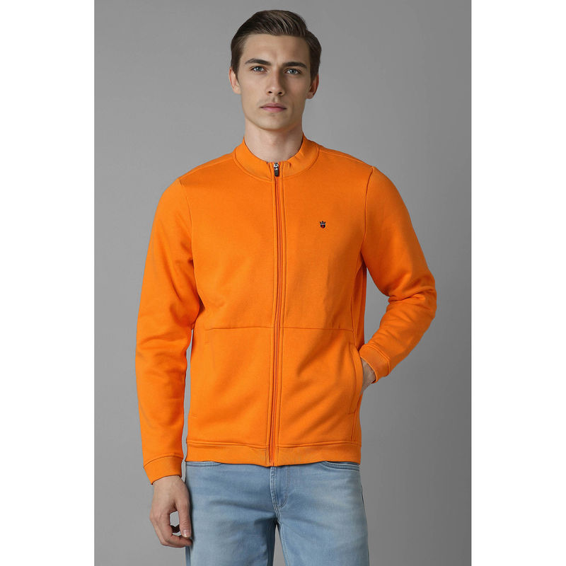 Louis Philippe Men Orange Regular Fit Solid Full Sleeves Jacket (L)