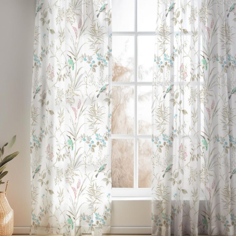 Haus & Kinder Linen Sheer Fabric Forever Spring Door Curtain (Pack of 2, Chrome Eyelet) (4 x 7)