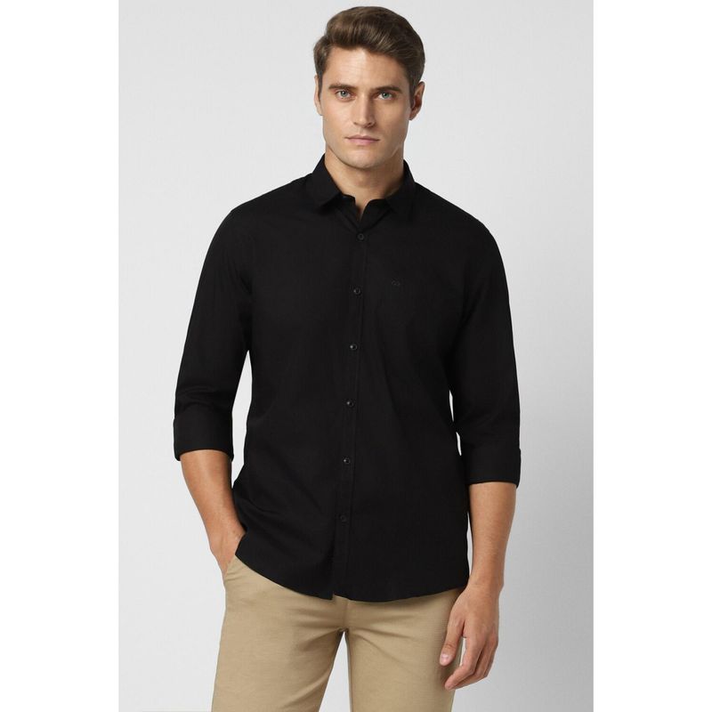 Peter England Men Black Slim Fit Solid Shirt (44)