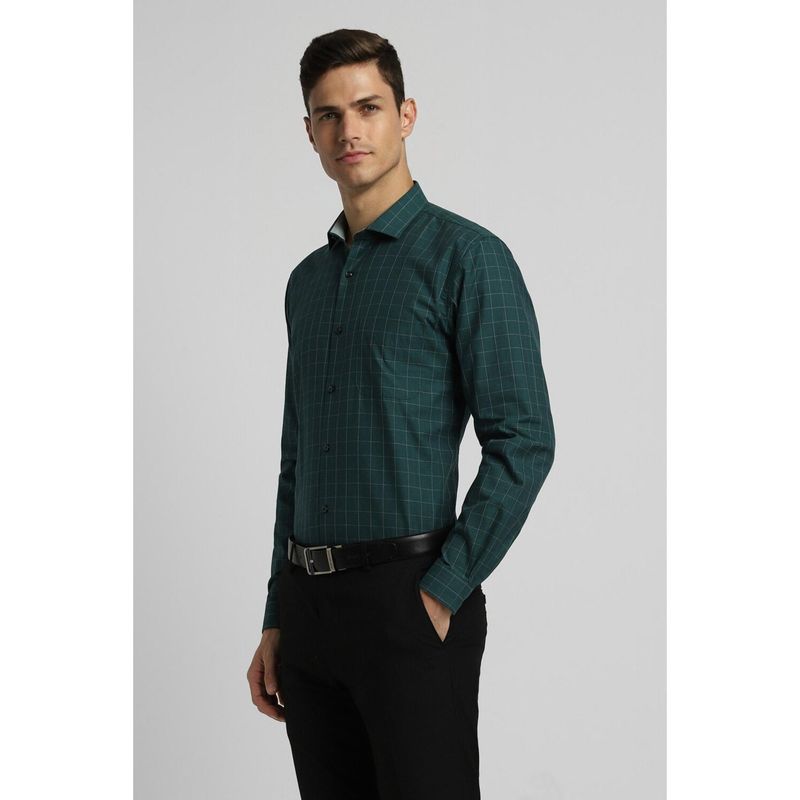 Peter England Men Green Slim Fit Formal Full Sleeves Formal Shirt (40)