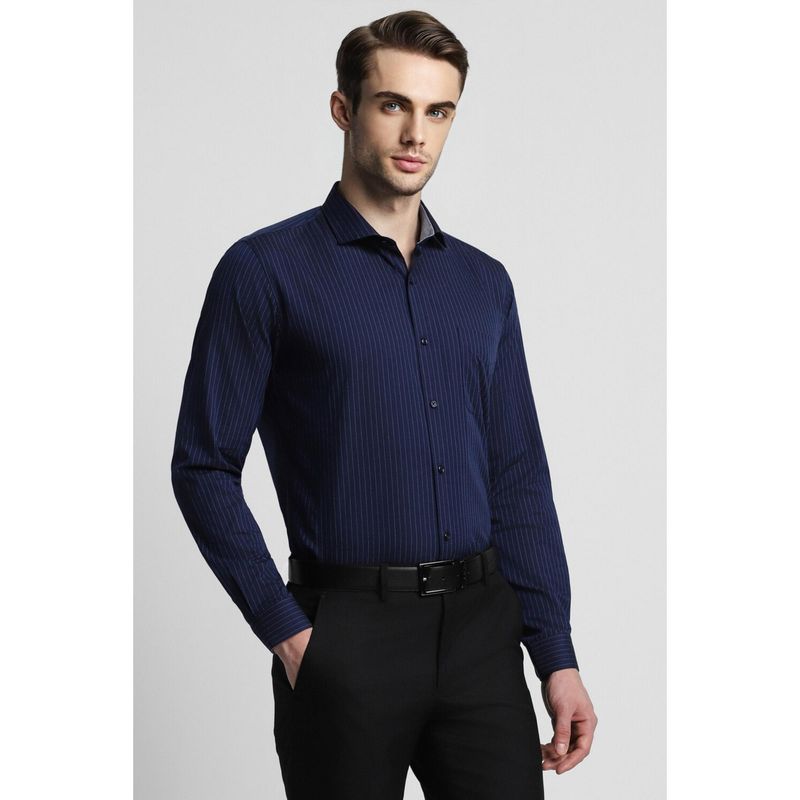 Peter England Men Navy Slim Fit Formal Full Sleeves Formal Shirt (44)