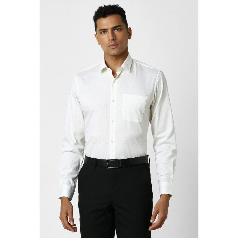 Peter England Men Cream Slim Fit Formal Shirt (39)