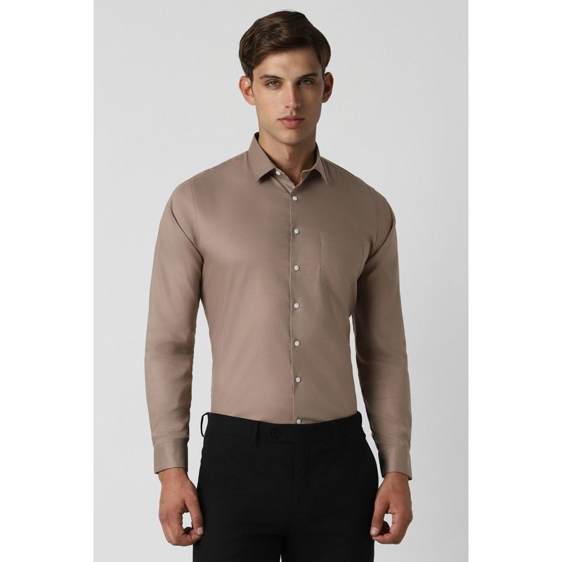 Van Heusen Men Brown Slim Fit Solid Full Sleeves Formal Shirt (44)