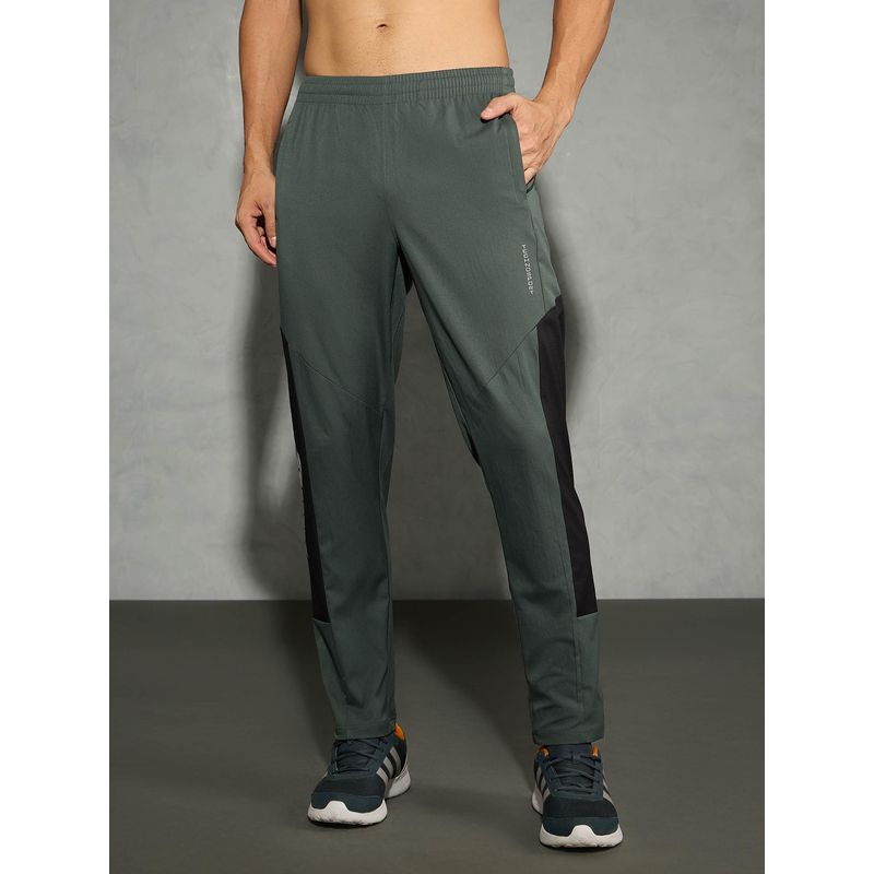 Technosport Men Colorblock Slim Fit Sports Trackpants with TS FLEXI - Olive (XL)