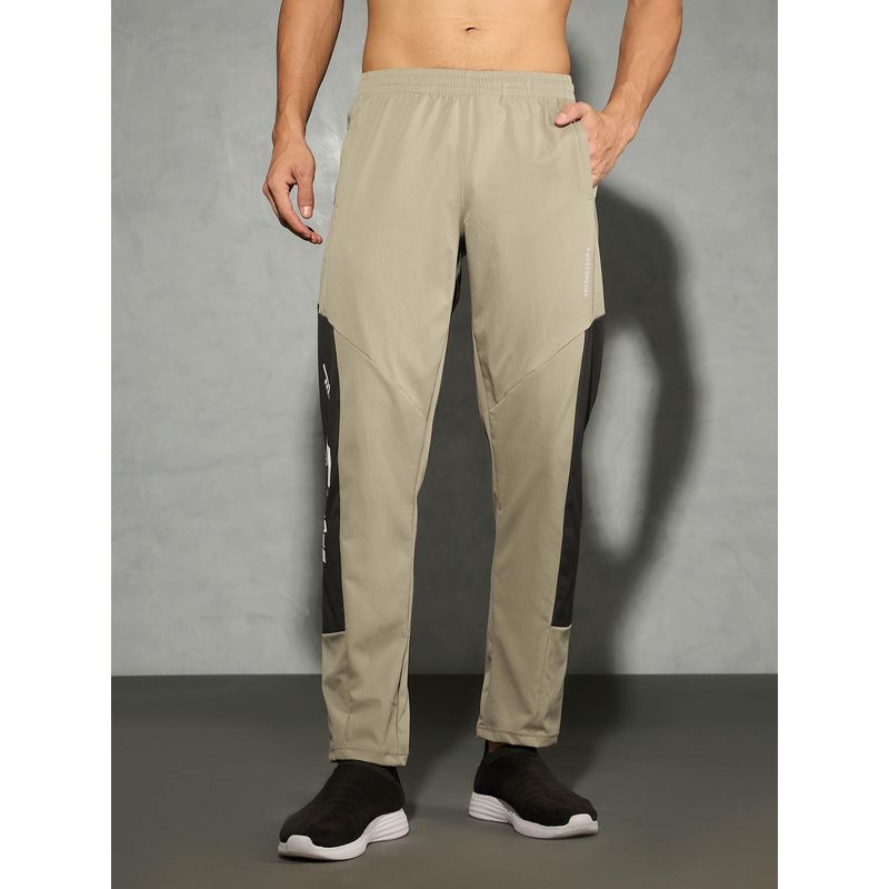 Technosport Men Colorblock Slim Fit Sports Trackpants with TS FLEXI - Khaki (M)