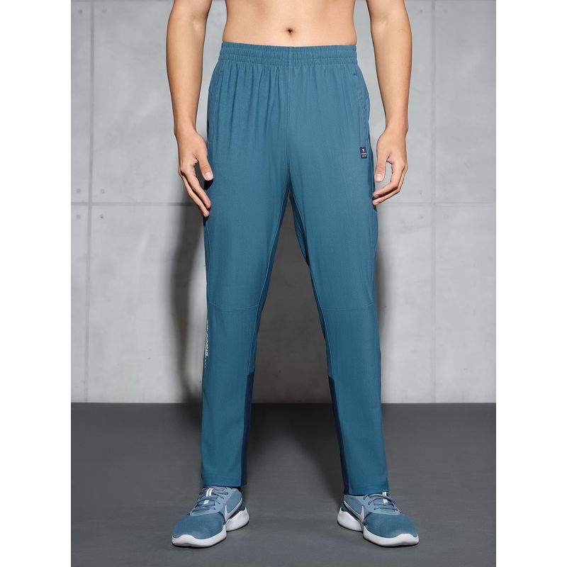 Technosport Men Colorblock Straight Fit Sports Trackpant with DURACOOL+ - Blue (M)
