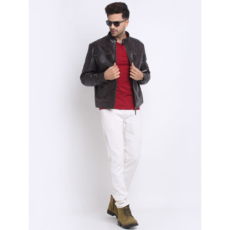 Teakwood Genuine Leathers Mens Jacket Brown (S)