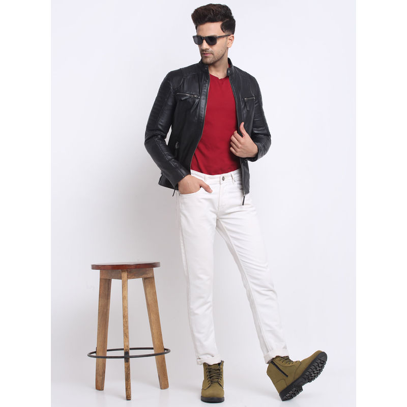 Teakwood Genuine Leathers Mens Jacket Black (L)