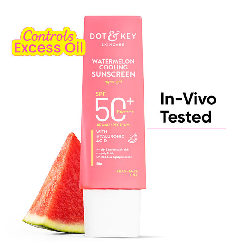 Dot & Key Watermelon Cooling Sunscreen SPF 50+ PA++++, Aqua-Gel Texture, Hyaluronic Infused