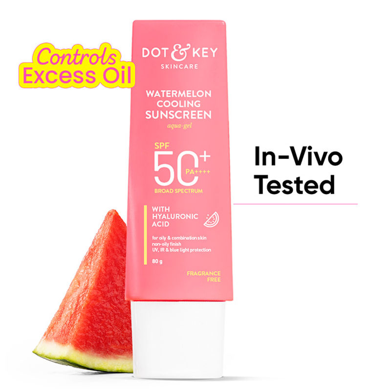 Dot & Key Watermelon Cooling Sunscreen SPF 50+ PA++++, Aqua-Gel Texture, Hyaluronic Infused
