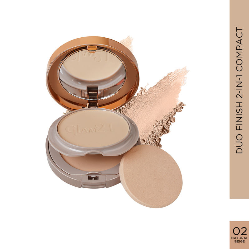 GLAM21 Duo Finish Bright Skin Lightweight Compact Powder - Natural Beige 02