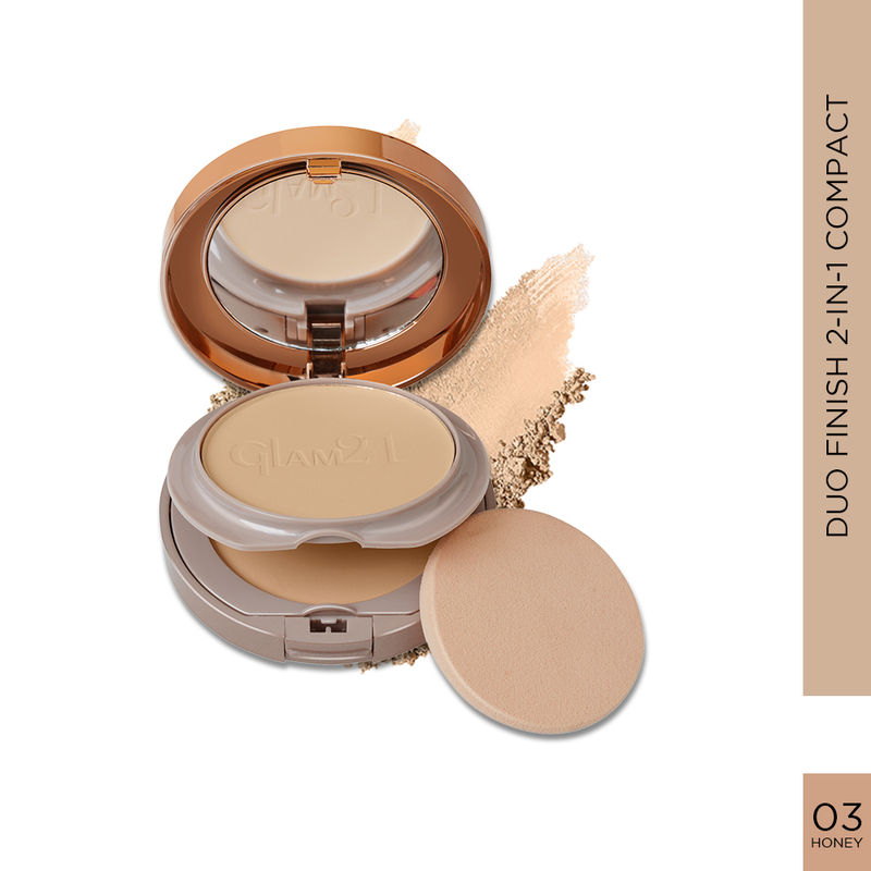 GLAM21 Duo Finish Bright Skin Lightweight Compact Powder - Honey 03