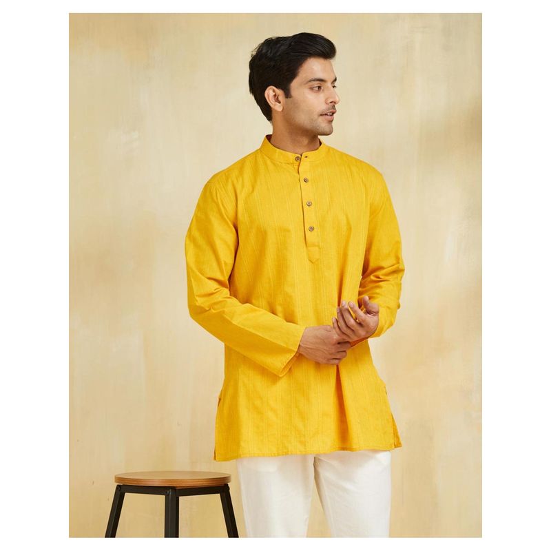 Fabindia Yellow Cotton Short Kurta (XS)