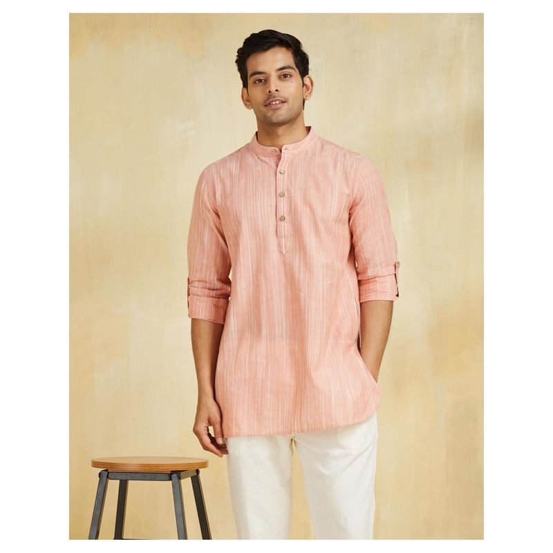 Fabindia Orange Cotton Slim Fit Short Kurta (XS)
