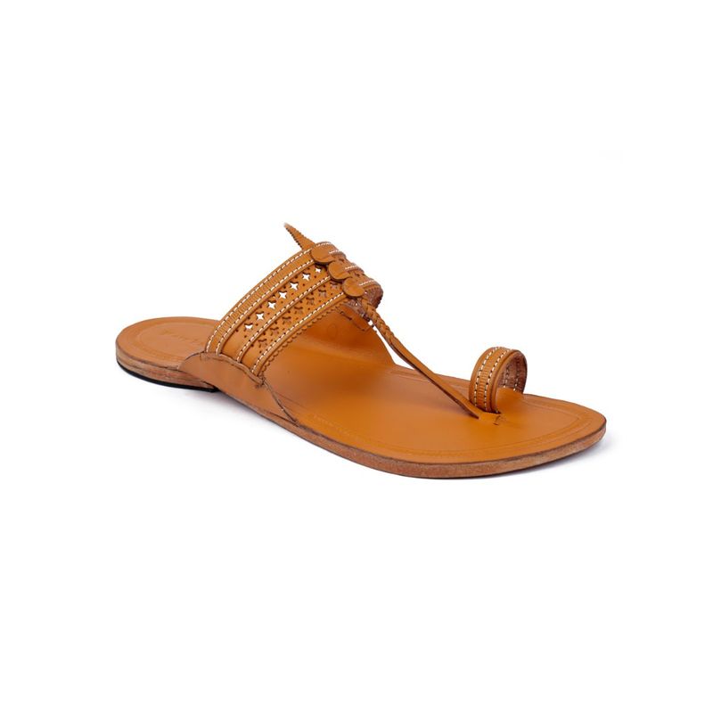 Korakari Yahoo Kolhapuris Beige Assorted (UK 6)