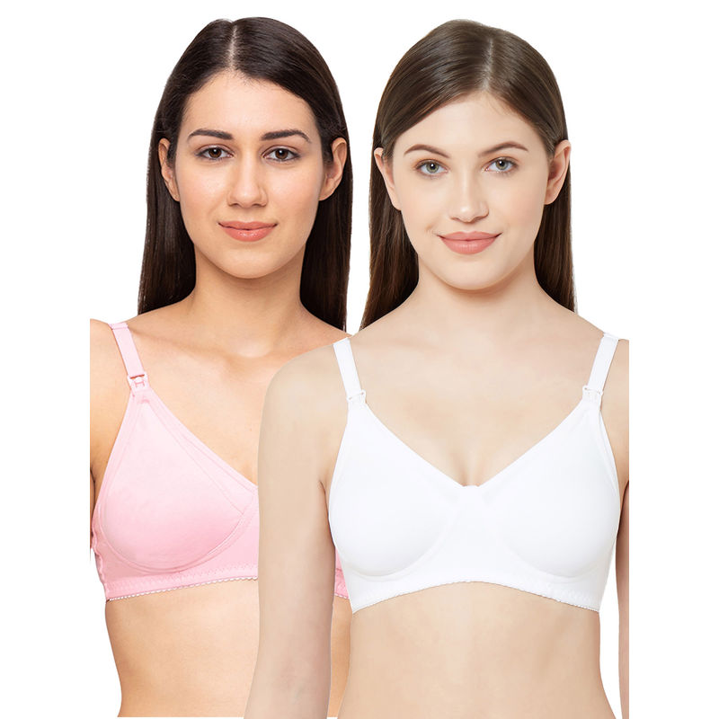 Juliet Womens Non Padded Non Wired Feeding Bra Combo Mold Feed White Pink (38C)