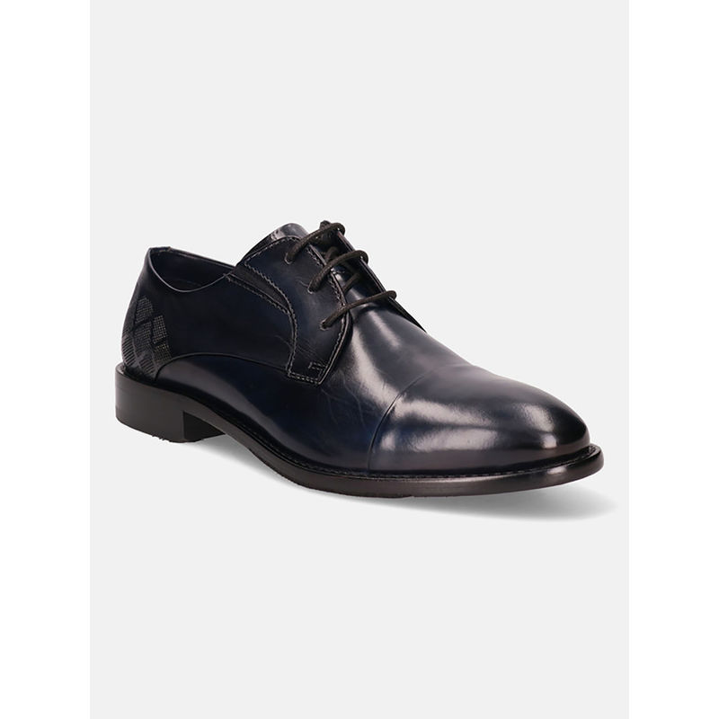 Bugatti Livorno Flex Evo Dark Blue Leather Mens Derby Shoes (EURO 43)
