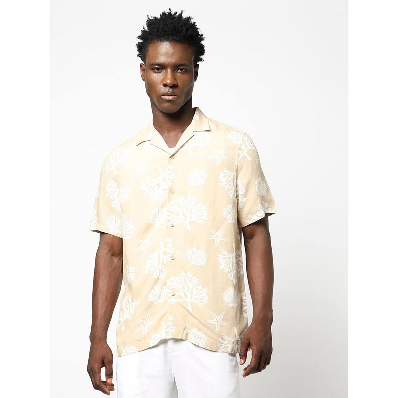 GAP Beige Men's Floral Print Regular Fit Shirt (XS)
