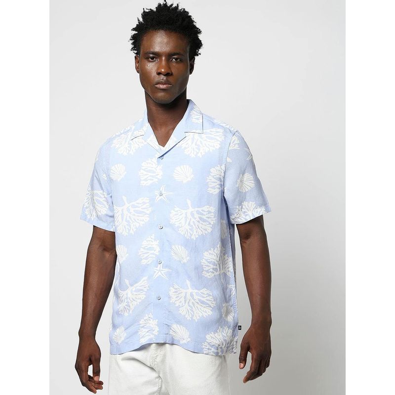 GAP Blue Men's Floral Print Regular Fit Shirt (XS)