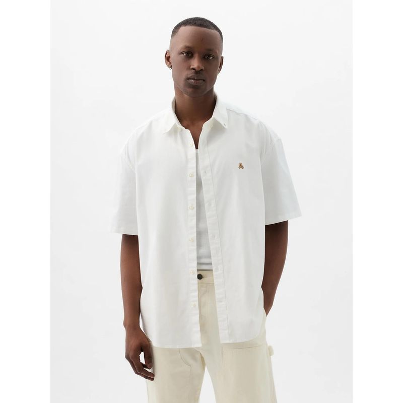 GAP White Men's Oversized Button-Down Shirt (L)