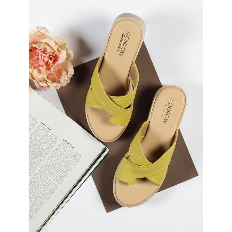 Monrow Solid Yellow Wedges Heels (EURO 39)
