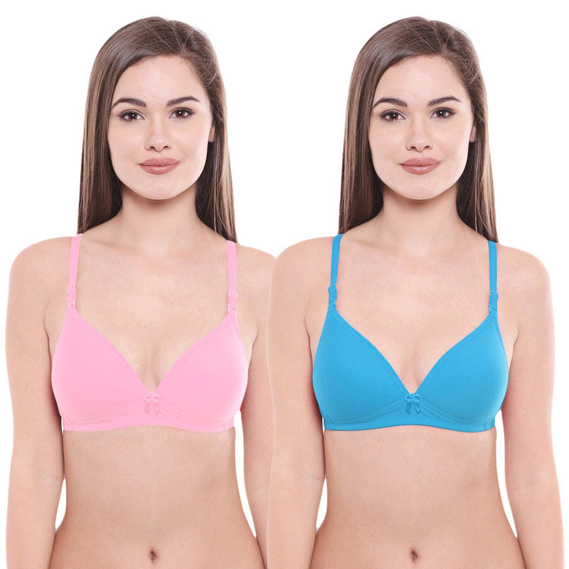 Bodycare Pack Of 2 Lightly Padded T-Shirt Bra - Multi Color (34B)