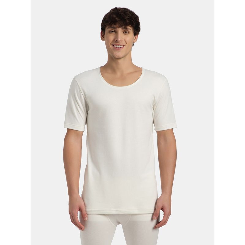 Jockey 2402 Men Super Warm Cotton Rich Brushed Thermal Undershirt - Off White (XL)