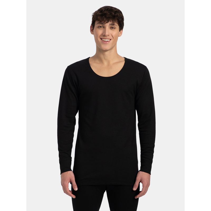 Jockey 2403 Men Super Warm Cotton Rich Brushed Thermal Undershirt - Black (2XL)