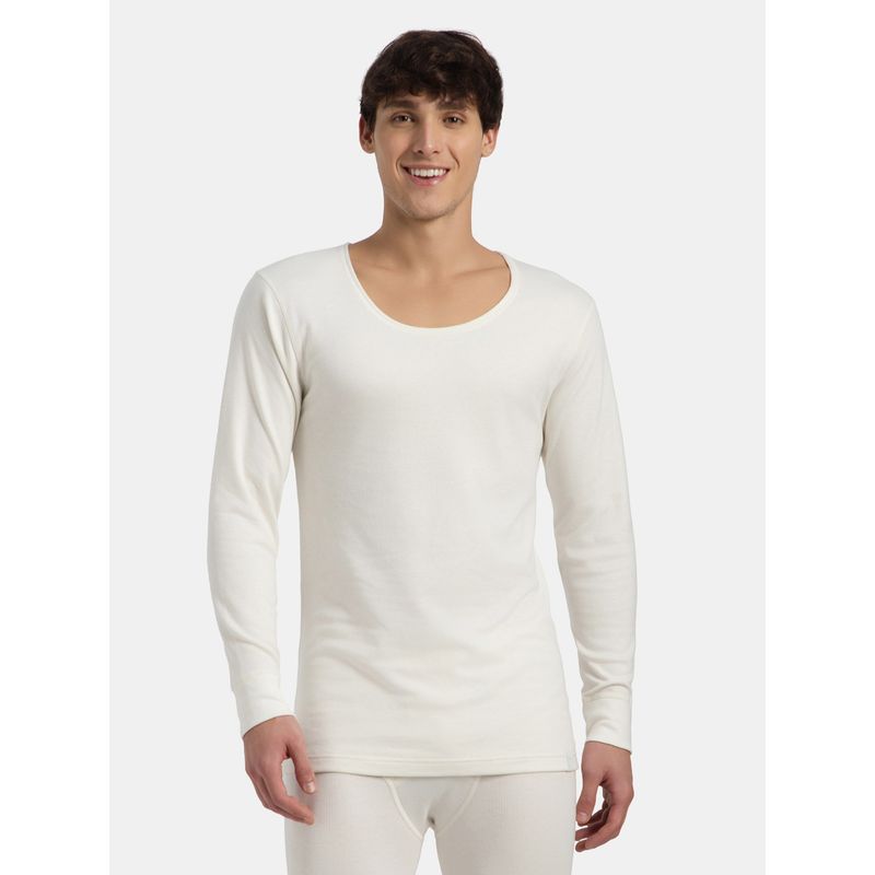Jockey 2403 Men Super Warm Cotton Rich Brushed Thermal Undershirt - Off White (M)